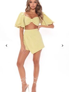 Fashion nova High-Waist Asymmetrical Wrap Mini Skort in Light green